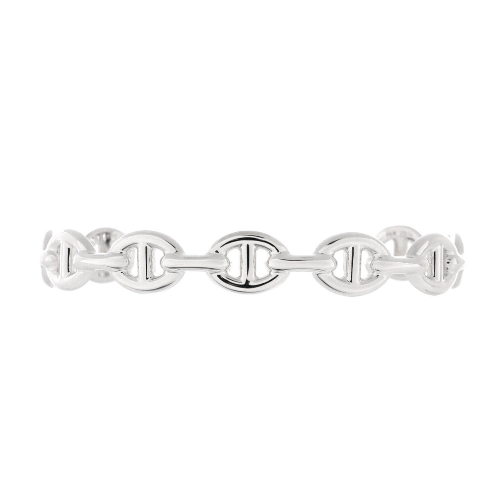 Hermes Medium Chaine d'Ancre Enchainee Cuff Bracelet Sterling Silver